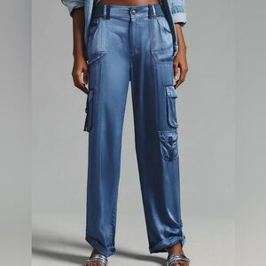 Marrakech Seyton Silky Cargo Pants Blue Anthropologie Size 29